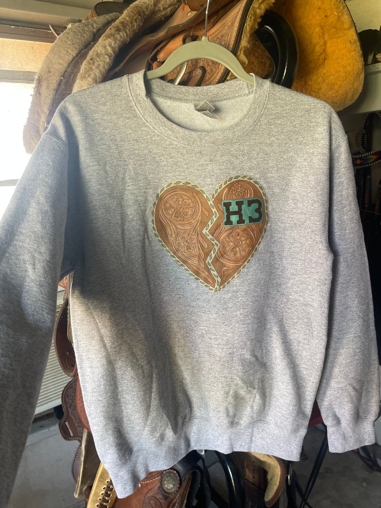 buck stitch my heart Crewneck