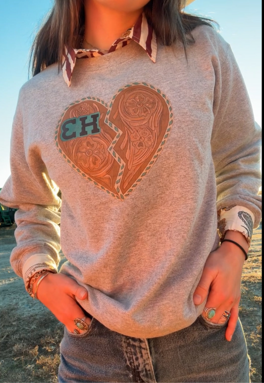 buck stitch my heart Crewneck