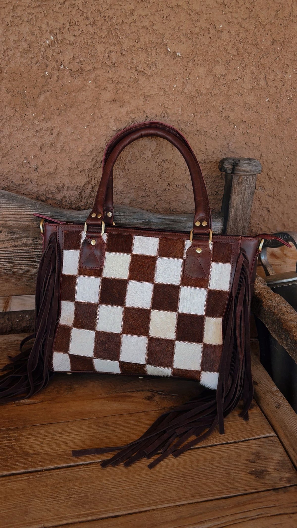Canyon Check Cowhide Purse