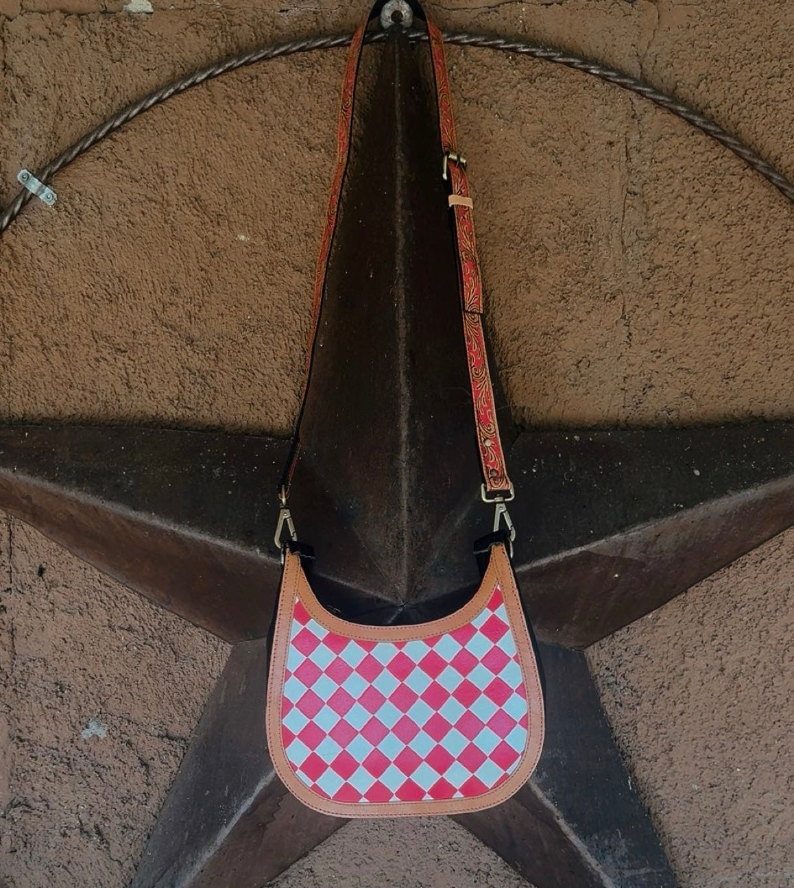Prairie Doll Checkered Leather Purse