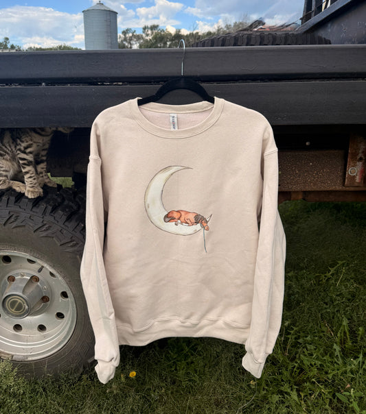 The Moon Over the Prairie Rugged Crewneck